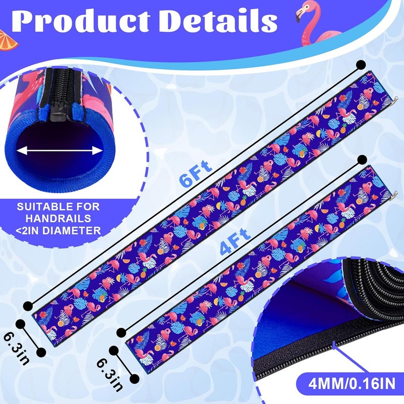 VICAMB 2PCS 6FT Double-Side Pool Handrail Covers with Zippers,Slip Resistant Pool Railing Covers,Safety Railing Grip Handles Sleeve for Inground Swimming Pool Ladder Handles - Image 2